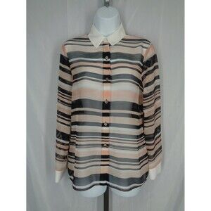 Vince Camuto Stripe Sheer Button Shirt Top Size XS New